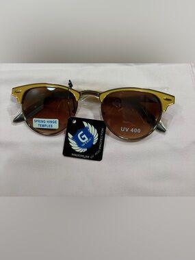 G Sport NWT Gold & Brown Men’s UV400 Sunglasses with Spring Hinge Temples